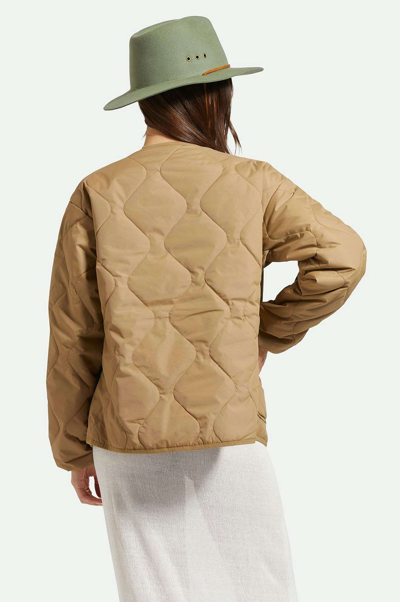 Delilah Quilted Jacket - Khaki - Image 4